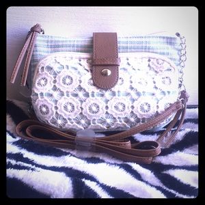 No Boundaries Mint Striped Crochet Crossbody